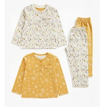 Пижамы "Цветочная поляна", 2 шт., желтый, белый
