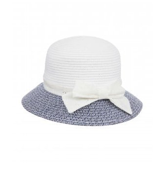 Шляпа соломенная с бантом, белый и синий