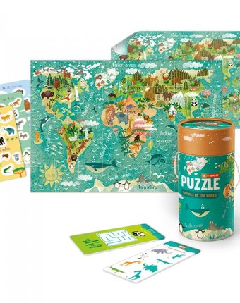 Mon Игровой набор Животные Мира: пазлы и карточки с заданиями