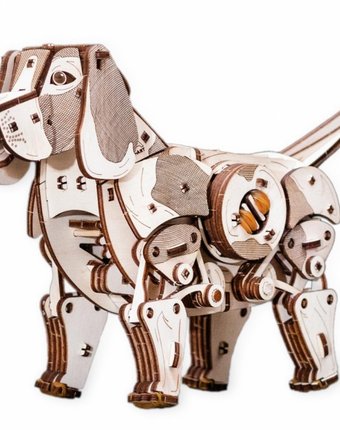 Миниатюра фотографии Eco wood art конструктор деревянный 3d механический щенок puppy