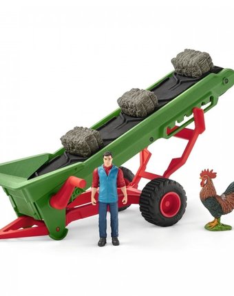 Schleich Игровой набор Фермер и прицеп-конвеер для сена