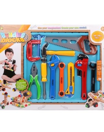 Миниатюра фотографии Наша игрушка набор инструментов с конструктором (10 предметов)
