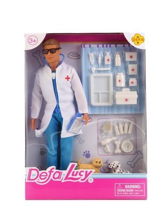 Defa Кукла-мальчик доктор с 2-мя собачками
