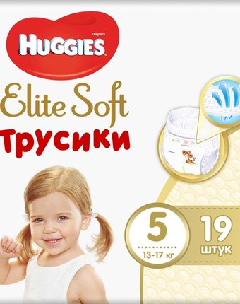 Трусики-подгузники Huggies Elite Soft, р. 5, 12-17 кг, 19 шт