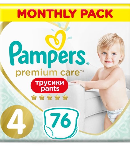 Трусики-подгузники Pampers Premium Care Pants, р. 4, 9-15 кг, 76 шт