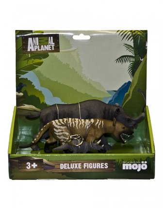 Mojo Набор фигурок Animal Planet L: Бронтотерий XXL, Гиенодон XL, Трицератопс брелок