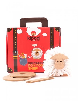 Деревянная игрушка Kipod Toys Игровой набор пом-пон Создай овечку