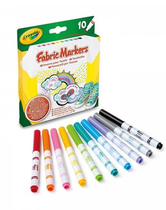 Миниатюра фотографии Фломастеры crayola для росписи ткани 10 шт.