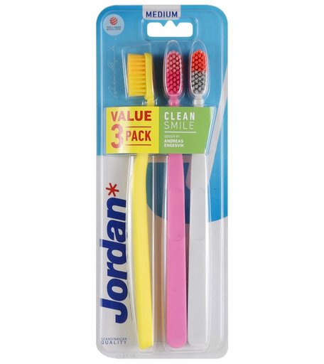 Набор зубных щеток JORDAN Clean Smile Medium, средняя жесткость, 3 шт