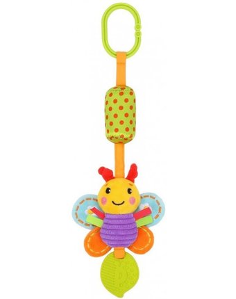 Подвесная игрушка Жирафики с колокольчиком и силиконовым прорезывателем Бабочка