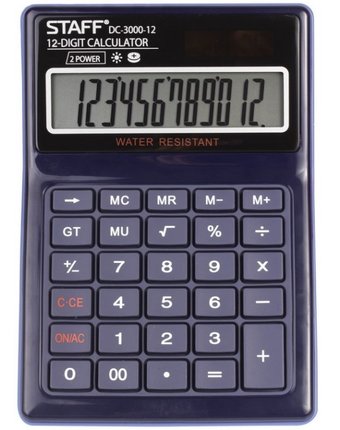 Миниатюра фотографии Staff калькулятор настольный водонепроницаемый plus dc-3000-12 12 разрядов