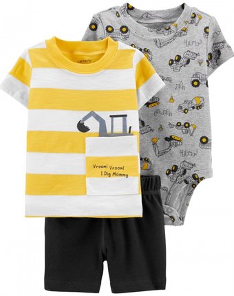 Миниатюра фотографии Carter's комплект для мальчика (футболка, боди, шорты) 1h350810