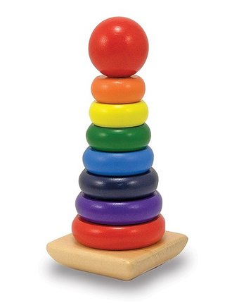 Миниатюра фотографии Деревянная игрушка melissa & doug радужная пирамидка