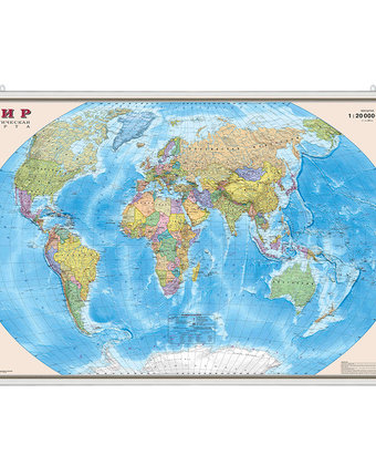 Настенная ламинированная карта на рейках Ди Эм Би Мир. Политическая 1:20М