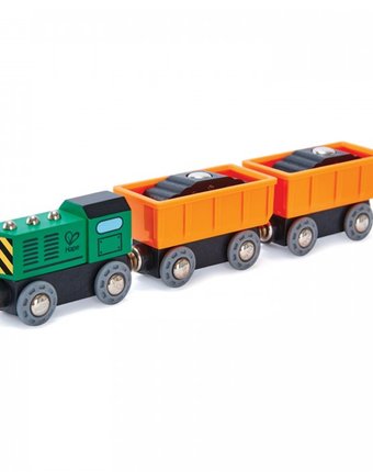 Миниатюра фотографии Hape игровой набор поезд с грузовыми вагонами e3718a
