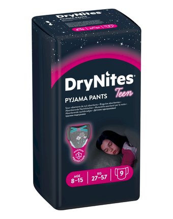 Миниатюра фотографии Трусики-подгузники huggies drynites, 27-57 кг, 9 шт
