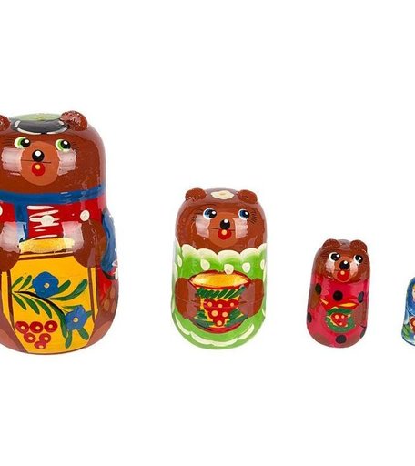 Матрешка Русские народные игрушки Три медведя 4 персонажа