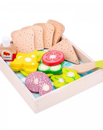 Деревянная игрушка New Cassic Toys Набор продуктов для пикника