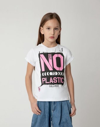 Футболка Say No To Plastic для девочки Gulliver