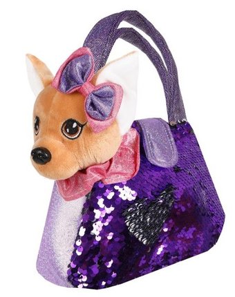 Миниатюра фотографии Мягкая игрушка fluffy family щенок 19 см в сумочке с пайетками