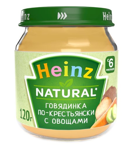 Пюре Heinz говядина по-крестянски с овощами, с 6 месяцев, 120 г