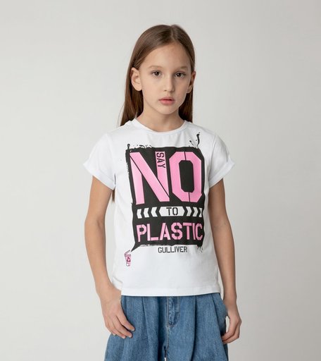 Футболка Say No To Plastic для девочки Gulliver