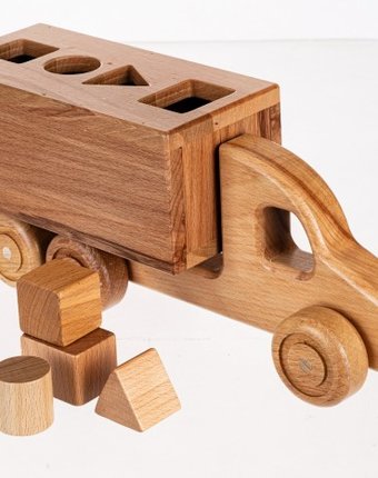 Деревянная игрушка ЯиГрушка Грузовик самосвал Сортер с геометрическими фигурами