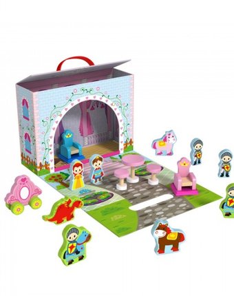Миниатюра фотографии Деревянная игрушка tooky toy чемоданчик замок принцессы