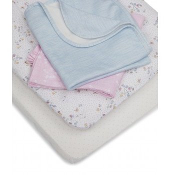 Миниатюра фотографии Набор постельного белья mothercare "весенние цветы", голубой, розовый, белый