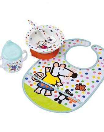 Миниатюра фотографии Petit jour набор детской посуды mimi с нагрудником