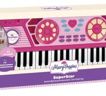 Миниатюра фотографии Музыкальный инструмент mary poppins синтезатор мультифункциональный с микрофоном superstar