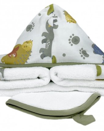 Mom'Story Design Полотенце с капюшоном и полотенце для лица Дино