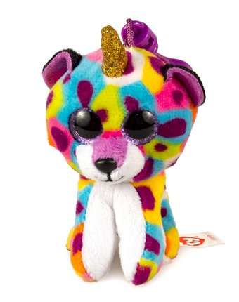 Миниатюра фотографии Мягкая игрушка-брелок "леопард-единорог" giselle ty beanie boo`s, фиолетовый