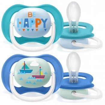 Пустышка Philips Avent Ultra air, с футляром для хранения и стерилизации, 6-18 мес. 2 шт.