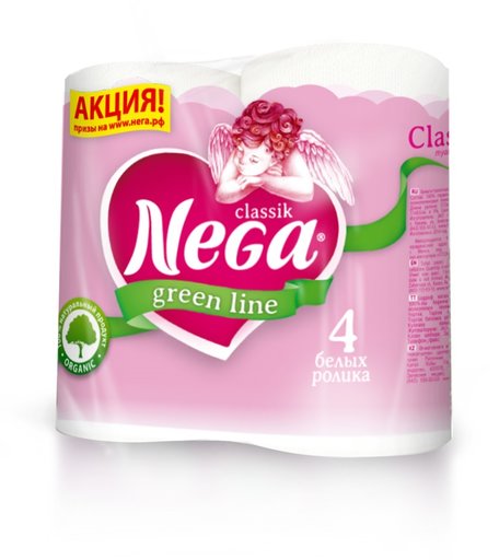 Туалетная бумага Nega 2-х слойная Classic, 4 шт