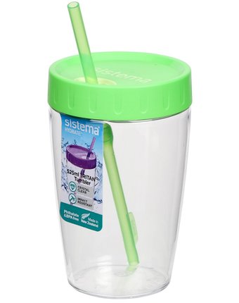 Миниатюра фотографии Sistema, стакан с трубочкой 525мл hydrate, зеленый