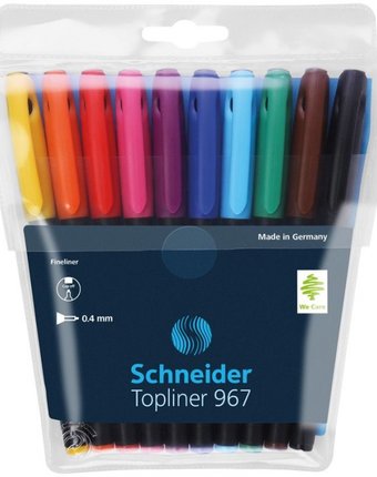Миниатюра фотографии Schneider набор капиллярных ручек topliner 967 10 цветов