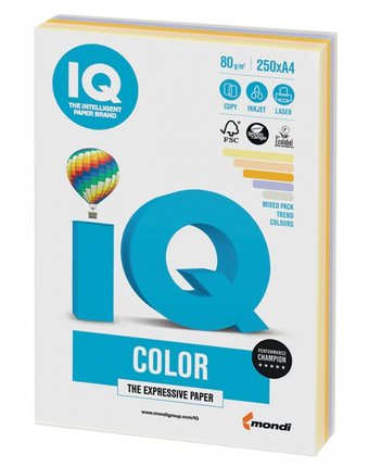 IQ Бумага цветная Микс Тренд А4 250 листов