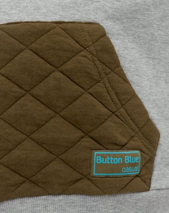 Миниатюра фотографии Худи серое с карманом из отделочной ткани button blue
