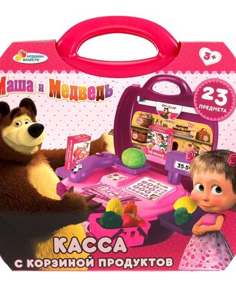 Миниатюра фотографии Игрушка "касса" маша и медведь играем вместе, с набором продуктов