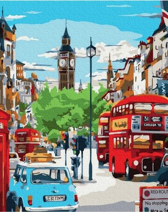 Molly Картина по номерам с цветной схемой на холсте Яркий Лондон 40х30 см