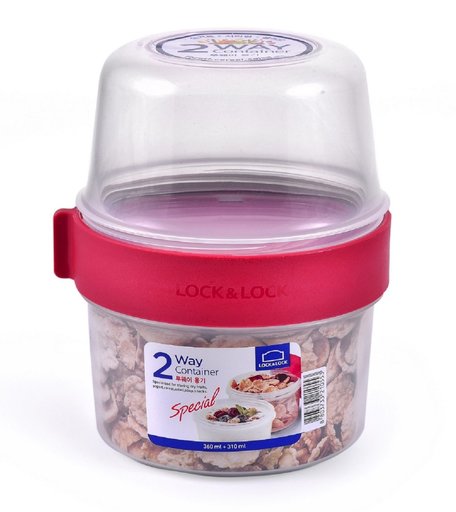 Контейнер Lock&Lock 2-х сторонний для хранения пищевых продуктов герметичный круглый, 600 мл