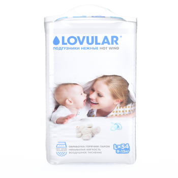 Подгузники LOVULAR HOT WIND размер L, от 9 до 13 кг (54 шт)