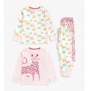 Пижамы "Леопардик", 2 шт., белый, розовый