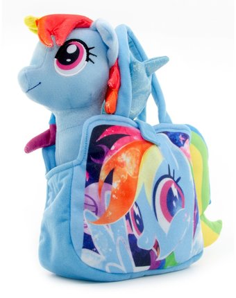 Миниатюра фотографии Мягкая игрушка yume пони в сумочке радуга 25 см цвет: голубой