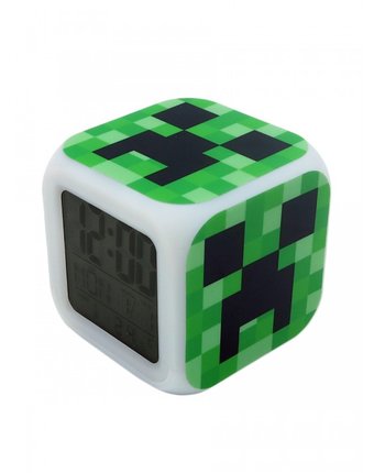Часы Pixel Crew будильник Крипер пиксельные с подсветкой