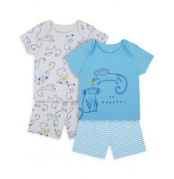 Пижамы "Веселые обезьянки", 2 шт., голубой, серый