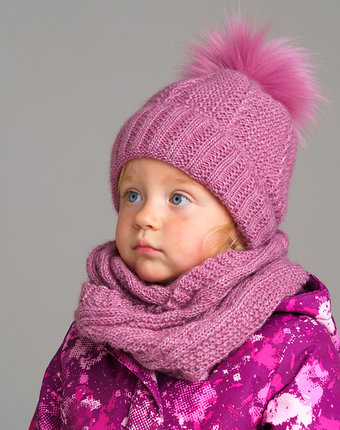 Миниатюра фотографии Комплект: шапка и снуд для девочки