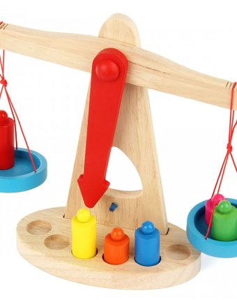 Миниатюра фотографии Деревянная игрушка фабрика фантазий баланс весы с гирьками
