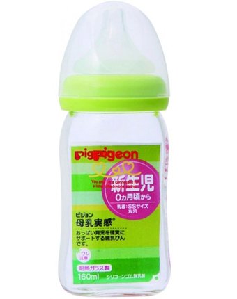 Бутылочка для кормления Pigeon Перистальтик Плюс, 160 мл, прозрачный, зеленый